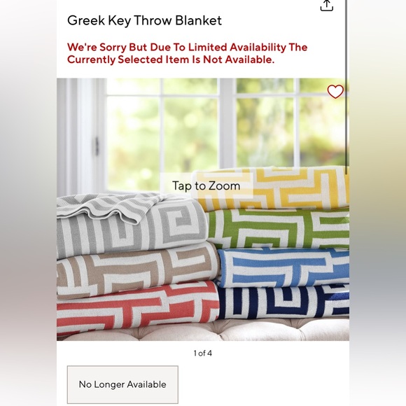 New Pottery Barn Greek Key Oversized Cotton Throw, 55X80” Marigold Yellow - Picture 9 of 11